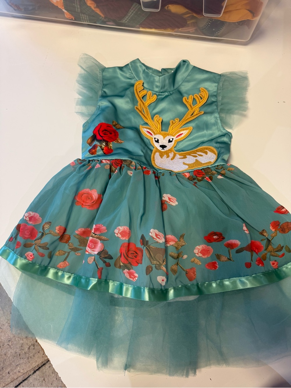 Fall Floral Deer Kids Dress